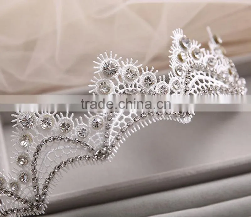 The bride headdress lace manual diamond wedding hair soft crown