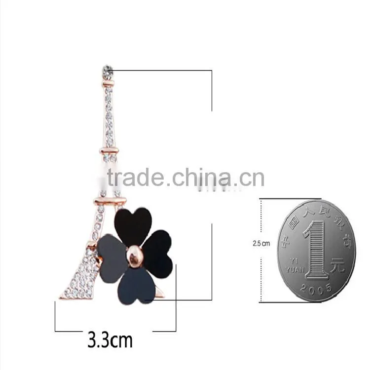 Fashion new design rhinestone Eiffel Tower samll brooch for charm ladies wholesale