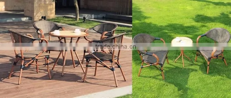 Comfortable Garden Rattan Relax Chair Cast Aluminum Outdoor French Bistro Rattan Chairs