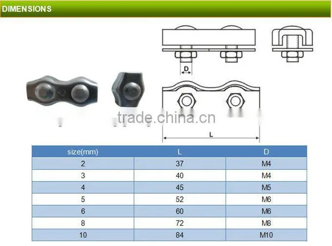 high quality hot galvanizing duplex wire rope clip