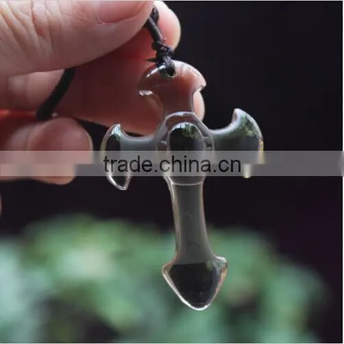 New Product Faceted Natural Clear Crystal Gemstone Cross Pendants