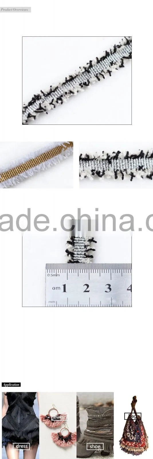 Silver and gold bottom ribbon with rough selvedge