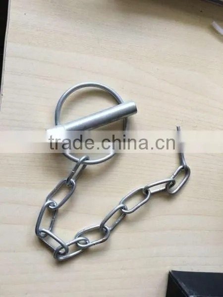 Metal Zinc plated O shape linch pin hitch pin clip single winded with chain rigging hardware