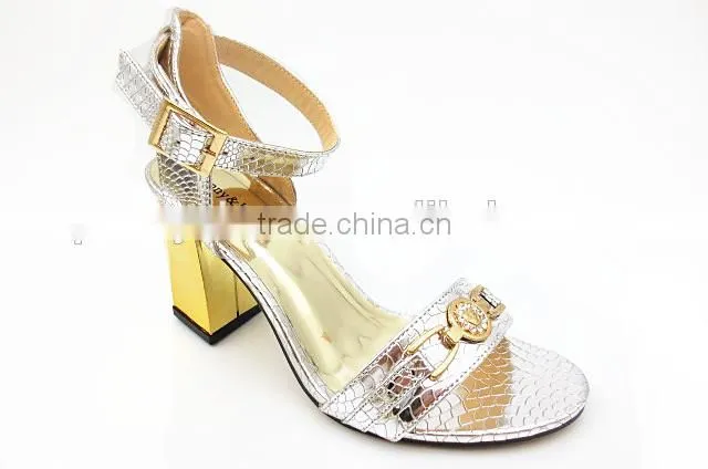 middle thick heel ankle strap office lady sandals with button