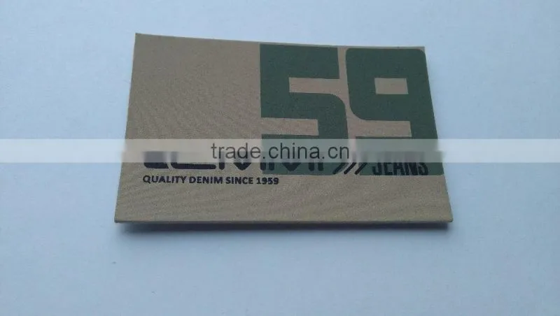 Custom printed white fake leather patch