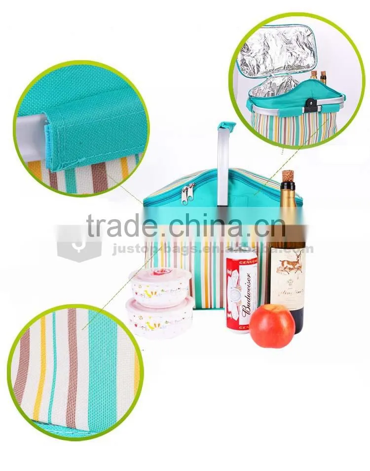 Factory good quality folding picnic basket, picnic cooler bag, cooler basket
