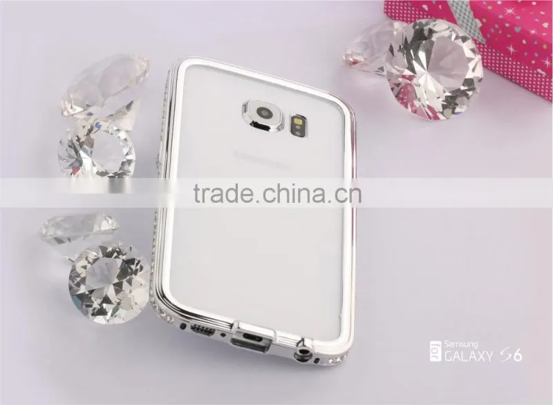 SHENGO High Quality Metal Crystal Phone Bumper Case for Samsung Galaxy S6