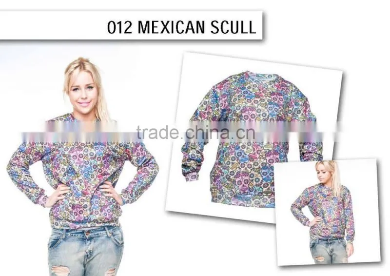 fashion mexican scull high quality 3d digital print fullprint crewneck sweatshirt spring autumn unisex custom oversized pullover