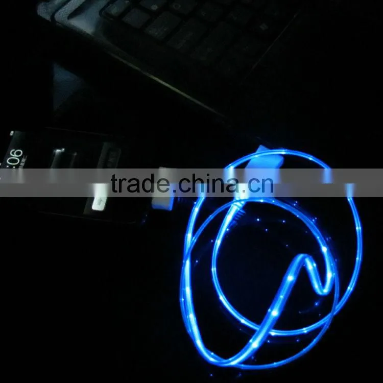 2014 New Arrival High QUALITY LED Light USB Cable for iphone5 and iphone4 smartphone