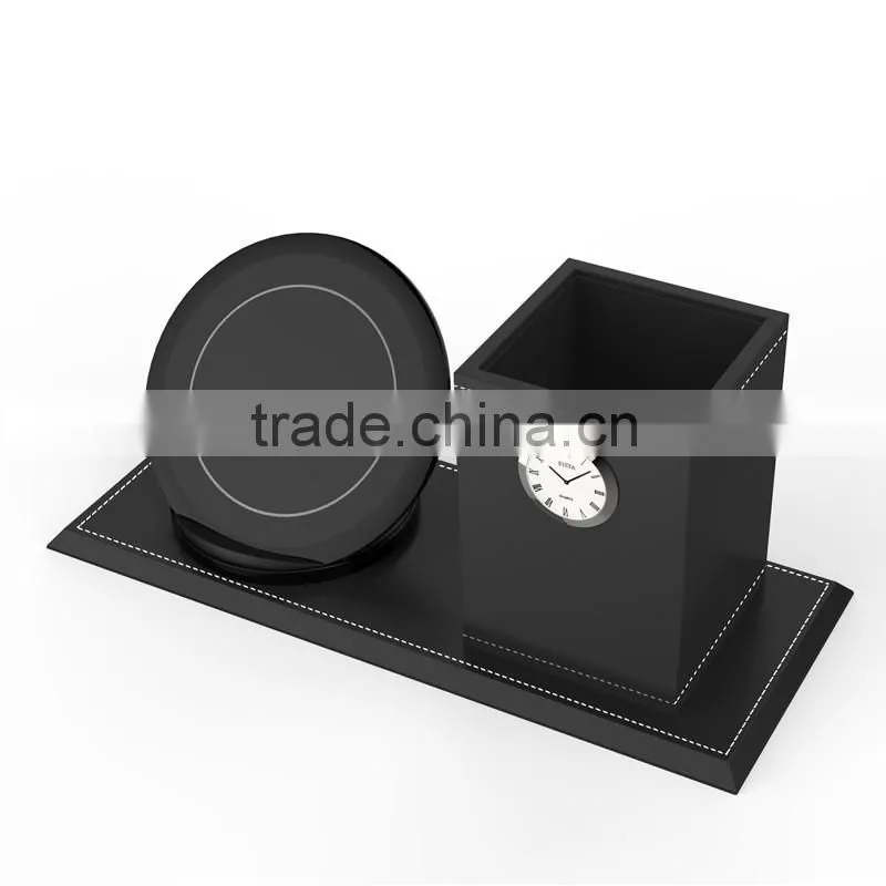 Newest Design Qi Wireless Charger Dock With Pen Vase And Clock For Samsung S6 S7 Edge Fast Charging Pad Holder