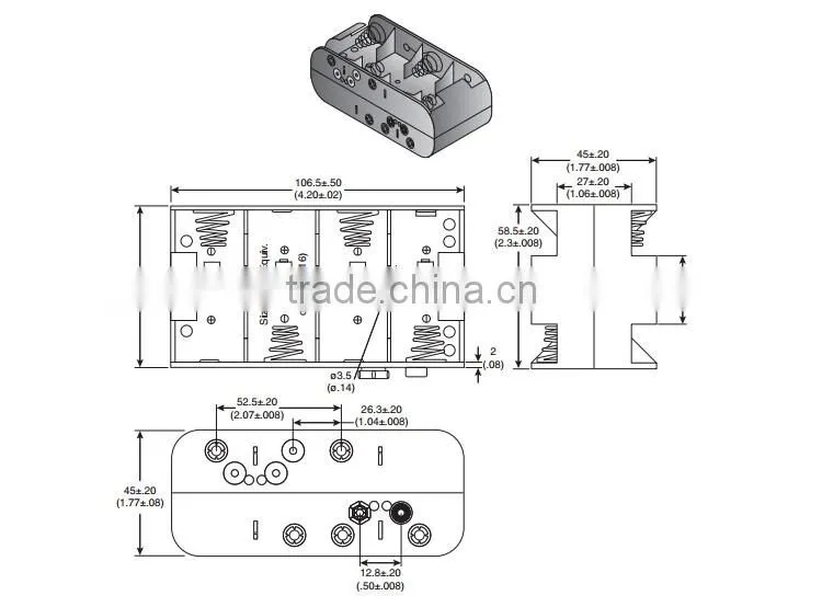 BH281B battery holder ,battery holder ,8 C Battery Holder with Snaps