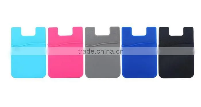 3M sticker mobile silicone smart wallet, back adhesive silicone cell phone credit card holder