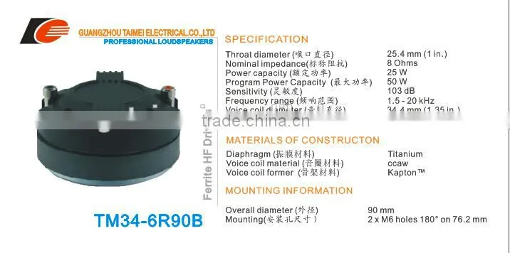 professional loudspeaker head driver