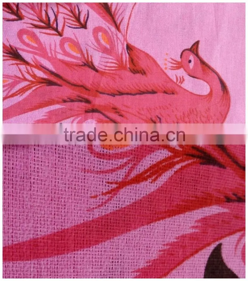 333 777 80*90" 560g 650g 750g polycotton printed classic flower peacock bed sheet at cheap price
