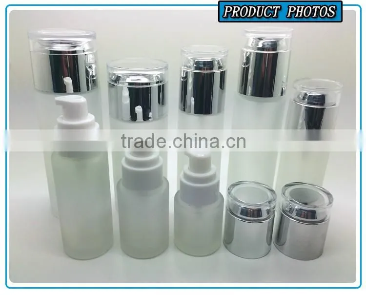 Fosted glass cosmetic bottles and jars