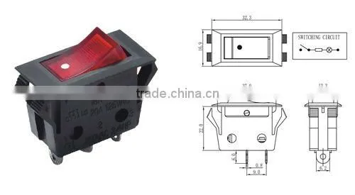 Single Rocker switch&lighted 16A/250Vrocker switch
