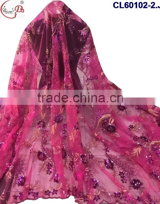 CL60102 July latest modern transparent breatheable lace fabric fantastic embroidery sequins shiny eyecatching net french lace