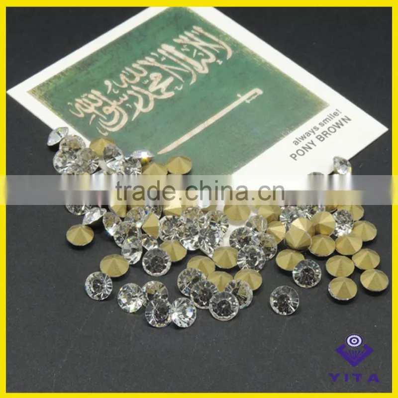 Big size white machine cut glass chaton crystal point back rhinestone for jewelry