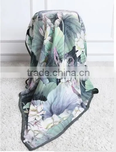 100% silk square scarf, crepe,14mm