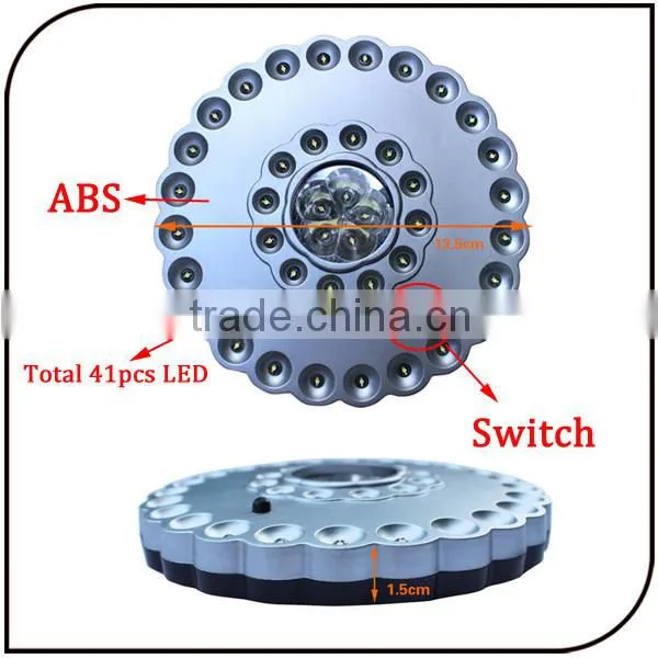 Outdoor portable round shape 36+5 led 41led 4pcs AA ABS white camping light