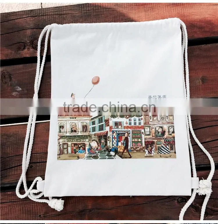 custom printing cotton bag tote bag backpack drawstring bag for shopping
