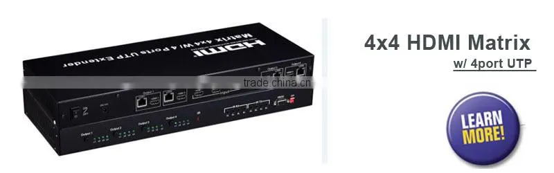 4-Port HDMI over Cat5 / Cat6 Extender Splitter, Transmitter for Video and Audio, 1920x1200 1080p at 60Hz