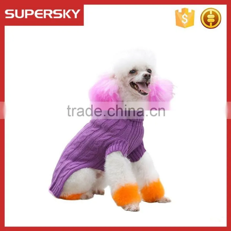 C587 Wholesale Cable Knitted Fleece Hooded Pullover Dog Sweater Custom Knit Dog Sweater Unique Dog Sweaters