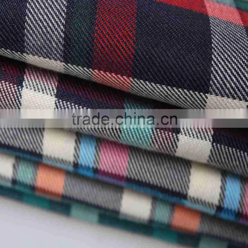 cotton twill check shirt plaid shirt fabric of twill fabric