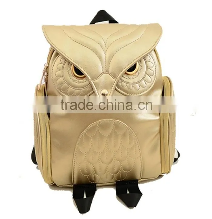 Owl Shape pu leather school backpack high class girls travel school bags