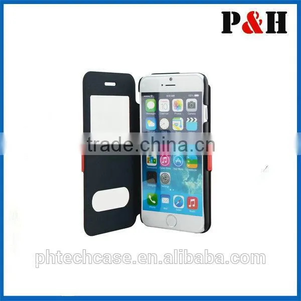 Multi-color leather case with window for iphone 6