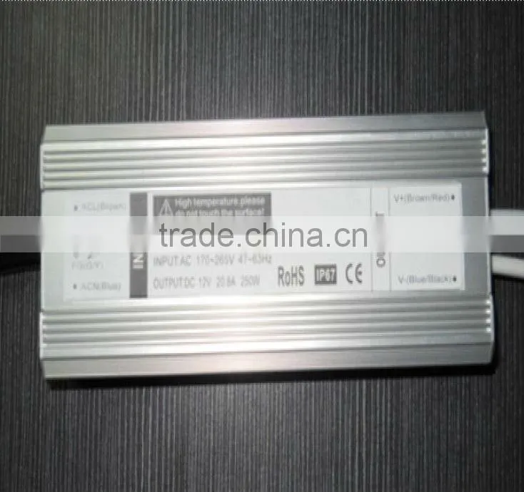 12V waterproof led power supply 250W IP67 for led light