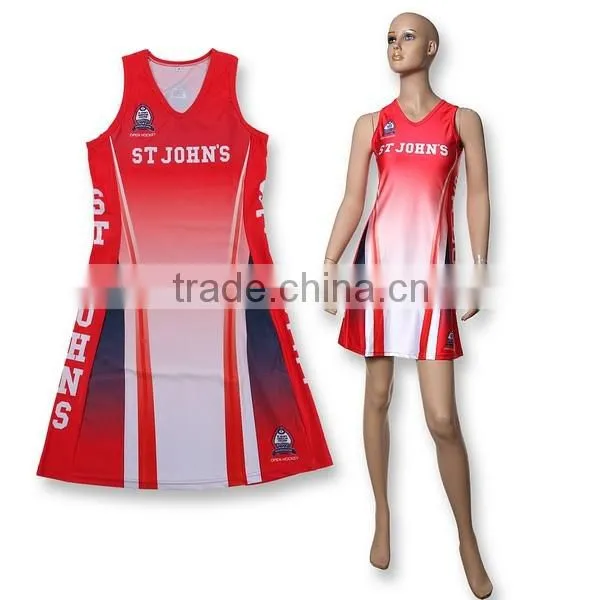 latest design custom sublimated team women cheap netball dress