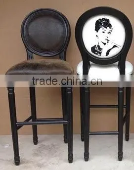 Leather upholstery louis bar chair
