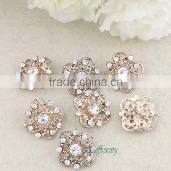 Wholesale Gold Shank 20mm Crystal Rhihnestone Button RNK110J