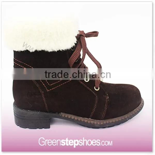 Fur Boots Chocolate Cow Suede Leather boots Women 2015