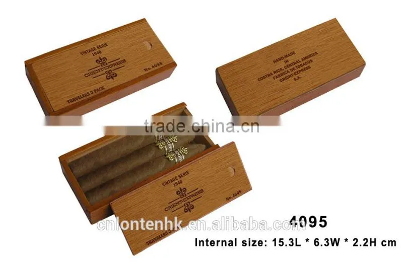 3count small wood cigarette tin box travel humidor cigar box