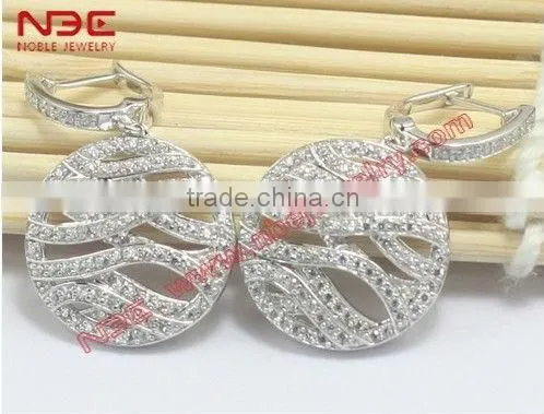 Costume 925 silver hoop earrings,black and white stone silve hoop earrings jewelry