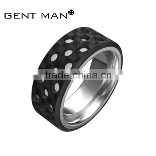 Gold titanium ring carbon fiber ring 8mm titanium carbon fiber ring