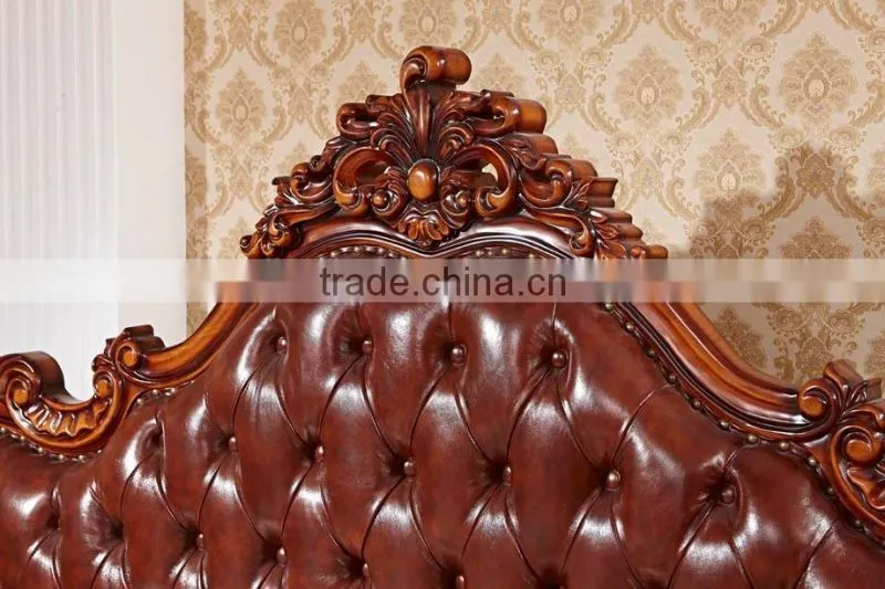 Yumian luxury royal European style oak solid wood bedroom furniture set Bed Bedside table Wardrobe Dressing table Commode
