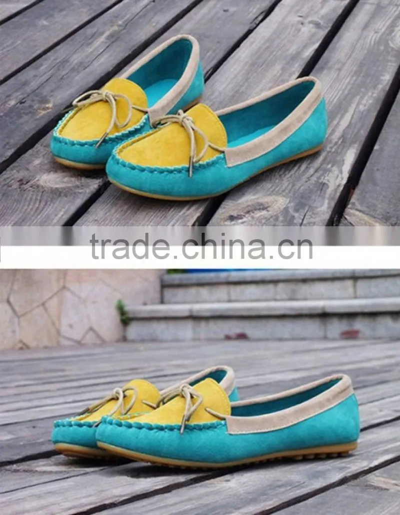 2015 NEW Spring Boat Shoes Flat Heel Round Toe Loafers Sweet Flat Four Seasons Shallow Mouth Women's Shoes 3Colors