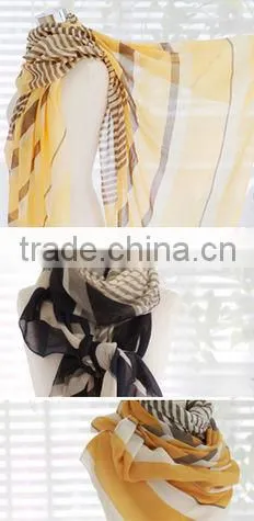 2013 hotsale 100% polyester geometic stripe printed scarf