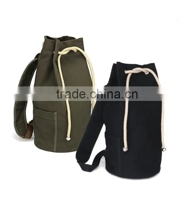 Unisex Backpack Schoolbag Canvas Travel Backpack Drawstring Bag Large