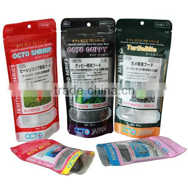 Stand up plastic pet food bag with slider zipper