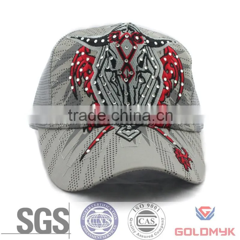 Skull Mesh Cap with Rhinestone