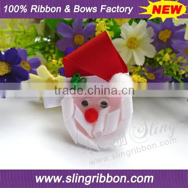 Ribbon Handmade Father Christmas Hair Clips For Kids