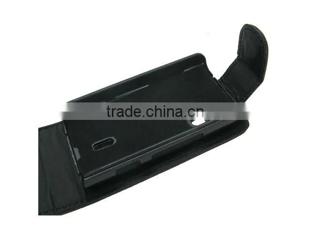 Black Leather Case with Carbon Fiber for sony ericsson X8