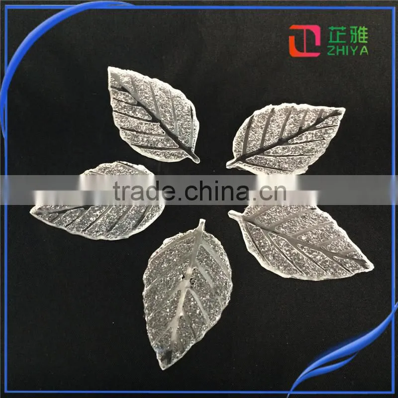 Leaves Shape Stone Rhinestone Accessories ,Resin Cabochon Gemstone ,Garment Gemstone,can make 2holes