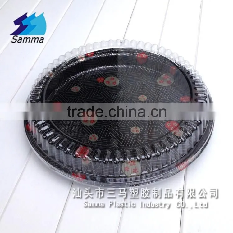 SM1-2104B Cheap non-toxic and disposable plastic sushi tray with clear anti-fog lids