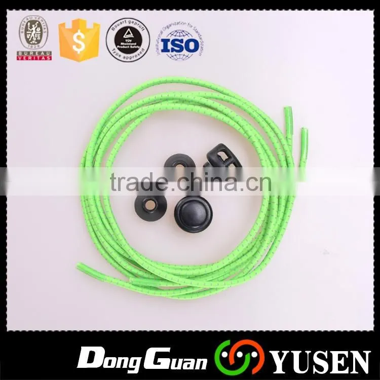 Fashionable sports Safety coloured 3mm elastic shoelace with stopper no tie shoe laces
