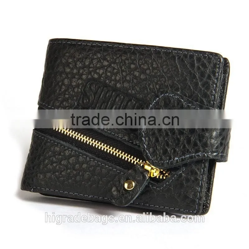 baellerry men leather wallet with zipper pocket